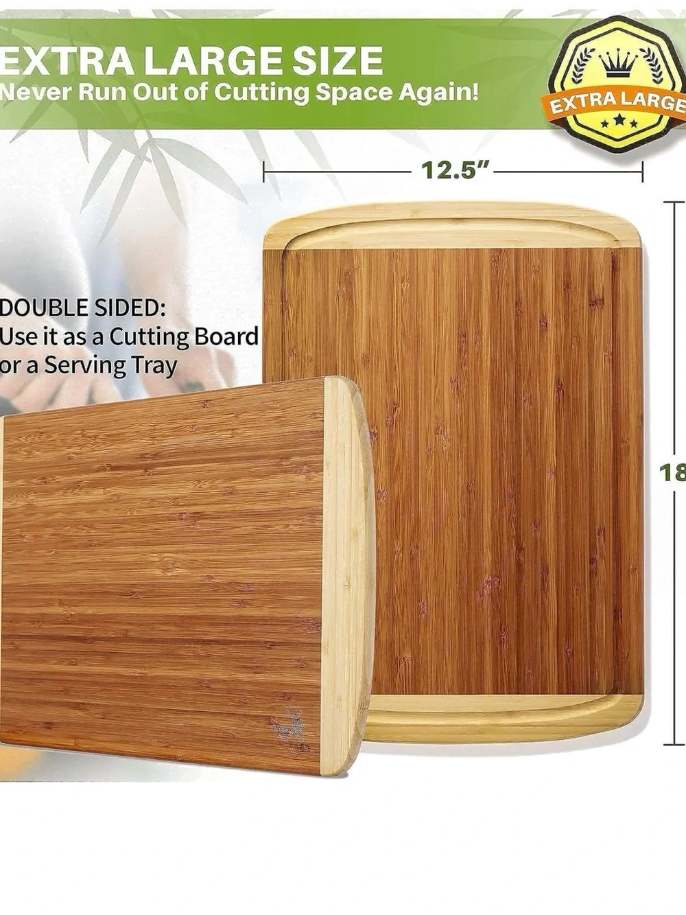 Organic Bamboo Cutting Board - Natural Brown NWT
